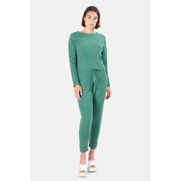 NWT ribbed cashmere sweatpants leggings cuffed fitted - Picture 3 of 5